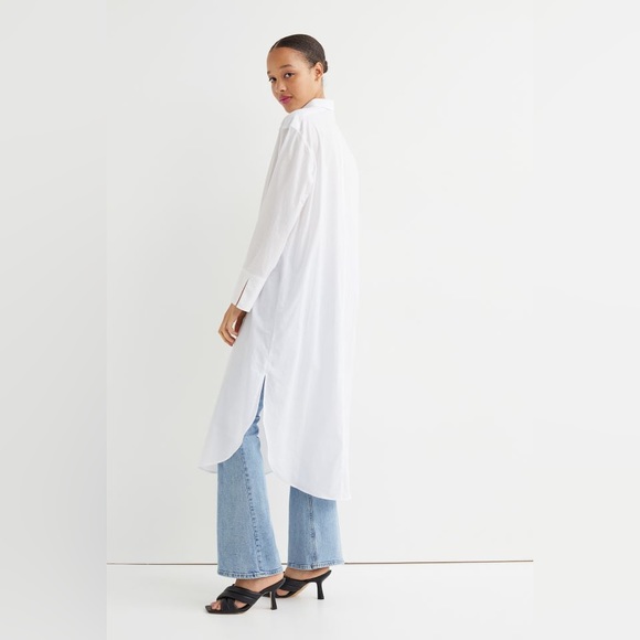 H&M extra long white button up shirt - Picture 3 of 4